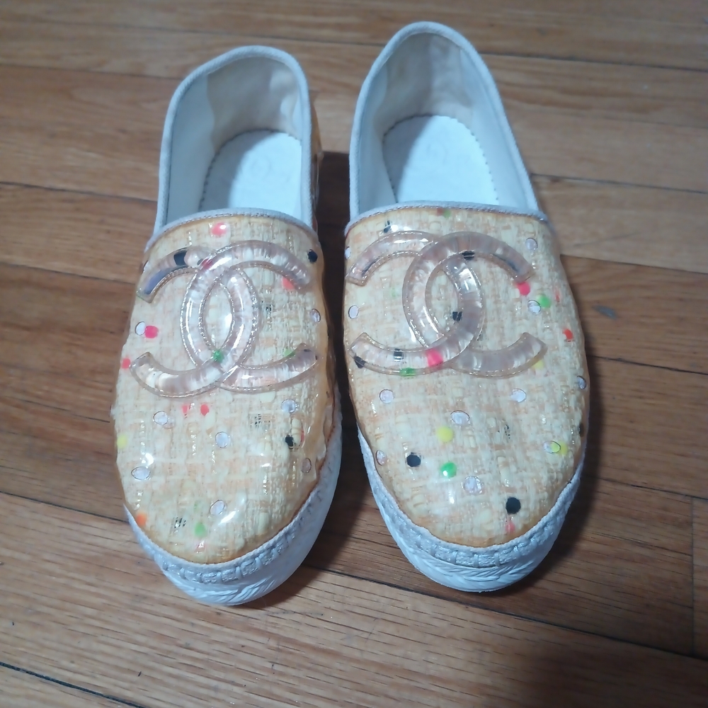 CHANEL Multicolor Tweed Espadrilles